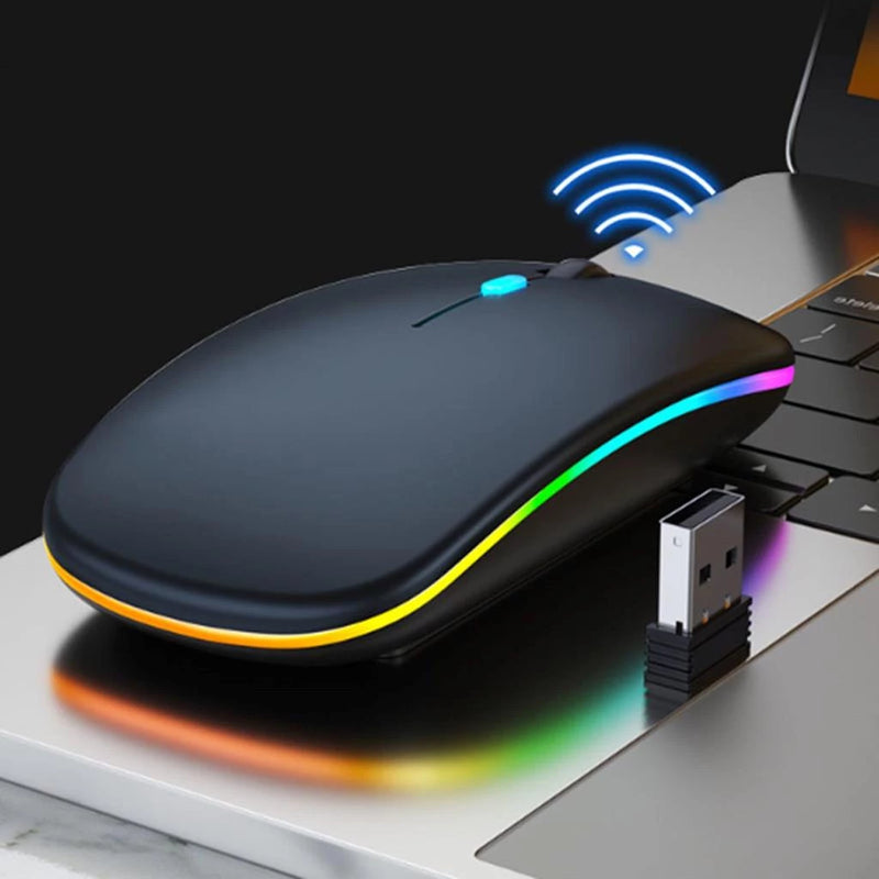 Mouse Sem Fio Recarregável Wireless Led Rgb Ergonômico Novo