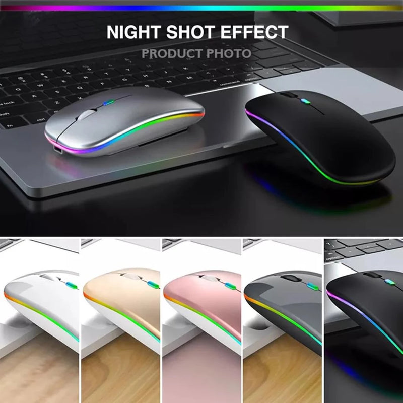 Mouse Sem Fio Recarregável Wireless Led Rgb Ergonômico Novo