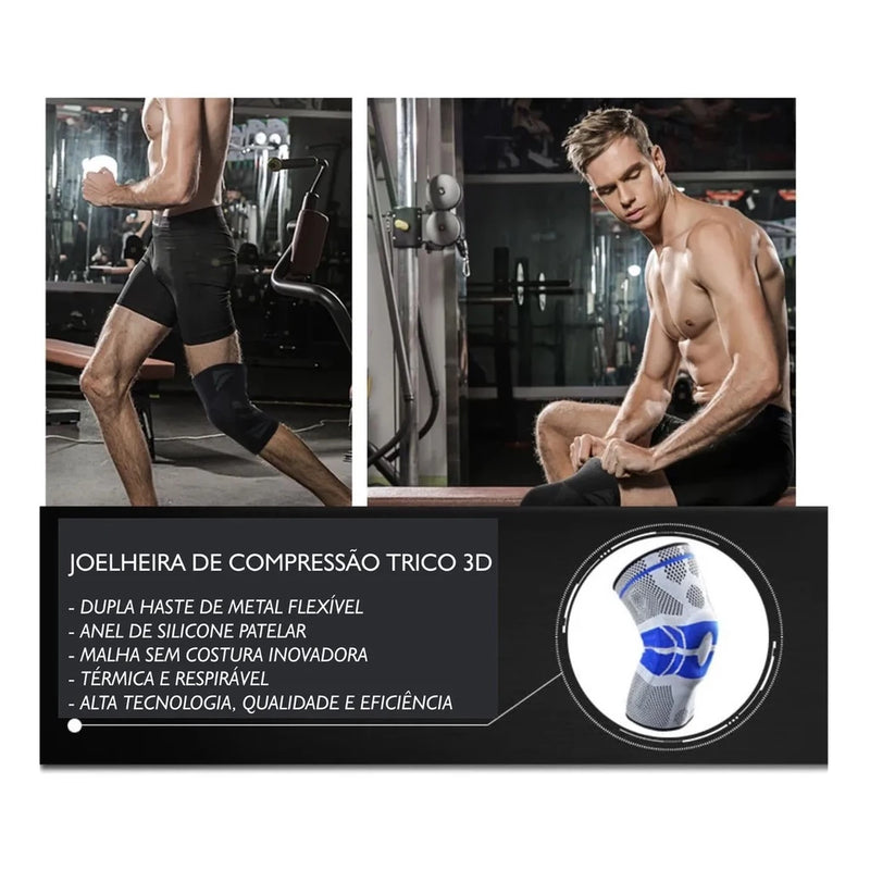 Joelheira Compressão anel e haste flexivel 3D Esportiva Treino Alívio Dor Joelho