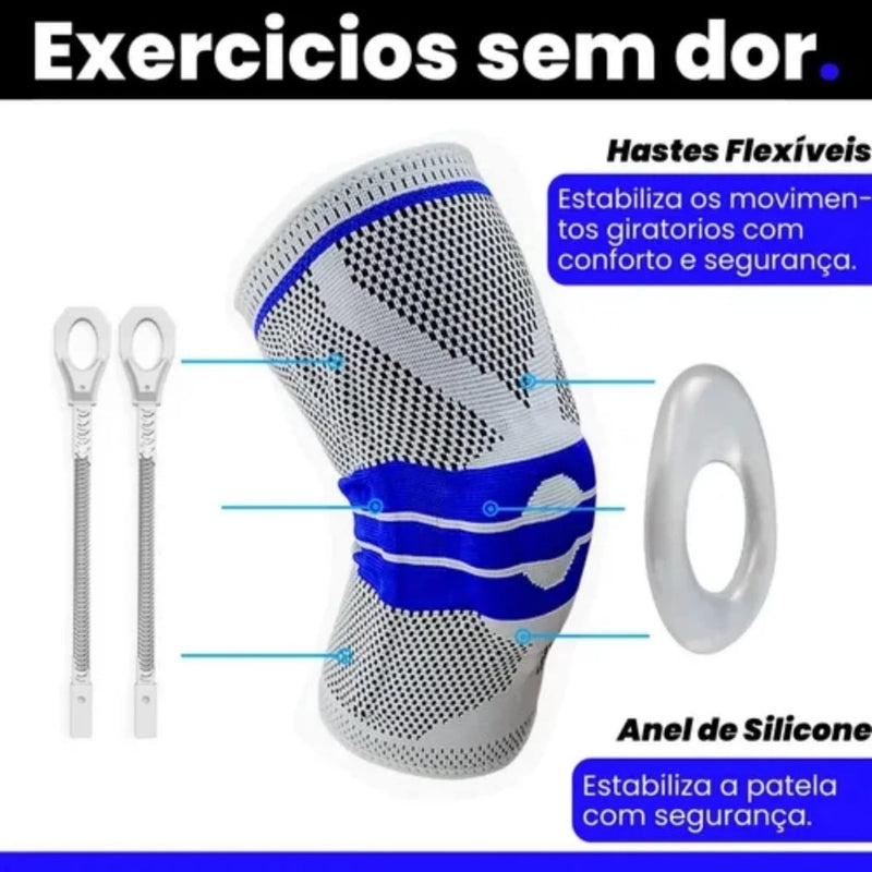 Joelheira Compressão anel e haste flexivel 3D Esportiva Treino Alívio Dor Joelho